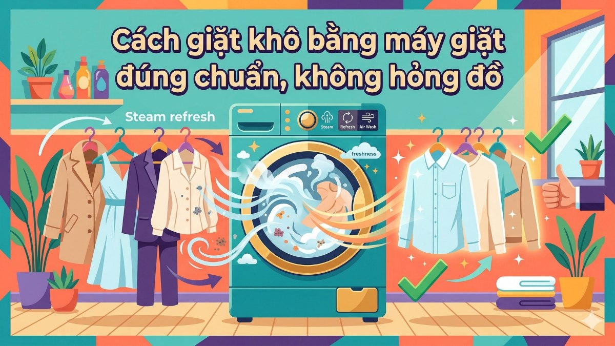 Cách giặt khô bằng máy giặt đúng chuẩn, không hỏng đồ